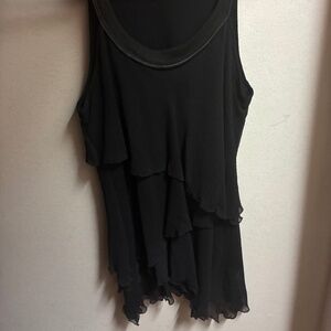 See by Chloé Paris 100% Silk Tank Top Ruffled in Black size 8